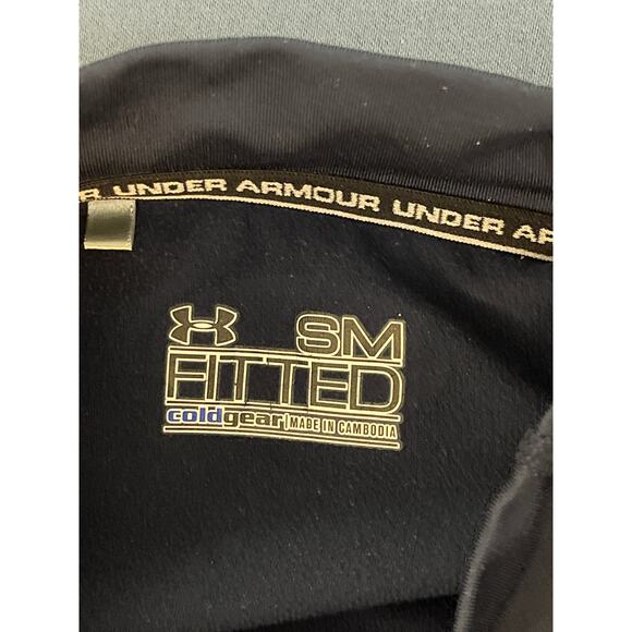 Under Armour ColdGear Fitted Long Sleeve Mock Neck Navy Blue Size Small - Picture 3 of 11